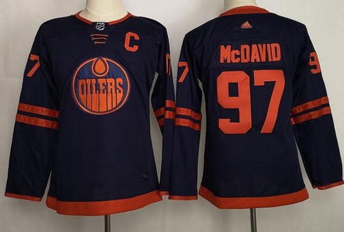 Women's Edmonton Oilers #97 Connor McDavid Navy 50th Anniversary Authentic Jersey