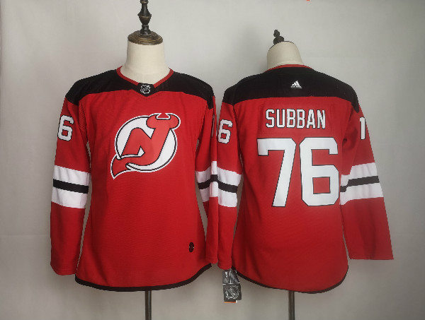 Devils 76 P.K. Subban Red Women Adidas Jersey
