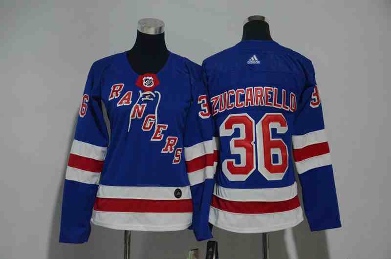Rangers 36 Mats Zuccarello Blue Women Adidas Jersey
