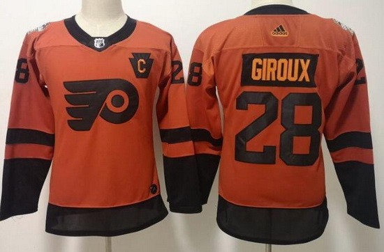 Women's Philadelphia Flyers #28 Claude Giroux Orange 2019 Stadium Series Jersey