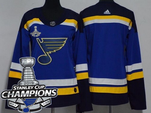 Women's St Louis Blues Blank Blue 2019 Stanley Cup Champions Jersey