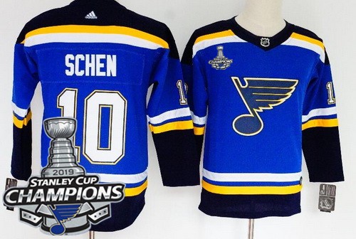 Women's St Louis Blues #10 Brayden Schenn Blue 2019 Stanley Cup Champions Jersey