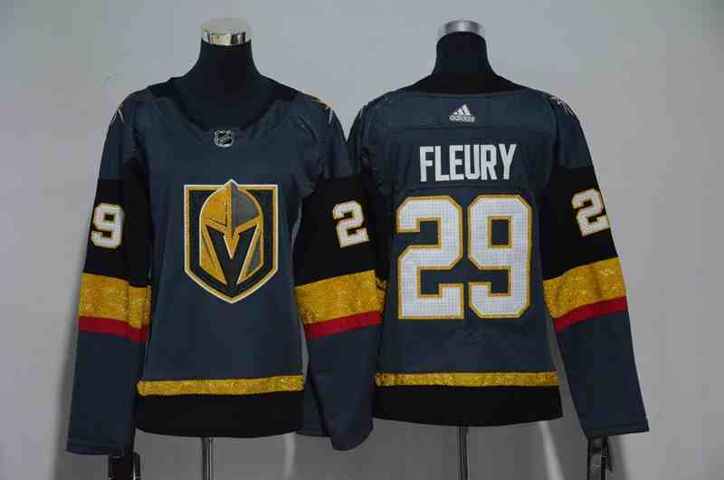 Vegas Golden Knights 29 Marc-Andre Fleury Gray Women Adidas Jersey