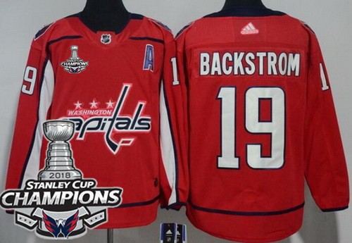 Women's Washington Capitals #19 Nicklas Backstrom Red 2018 Champions Jersey