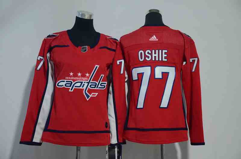 Capitals 77 T.J. Oshie Red Women Adidas Jersey