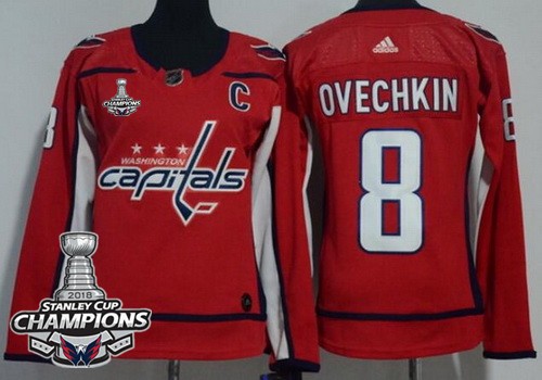 Women's Washington Capitals #8 Alex Ovechkin Red 2018 Champions Jersey