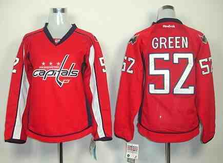 Washington Capitals 52 Green red women jerseys