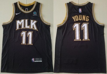 Men's Atlanta Hawks #11 Trae Young Black 2021 City Icon Sponsor Swingman Jersey
