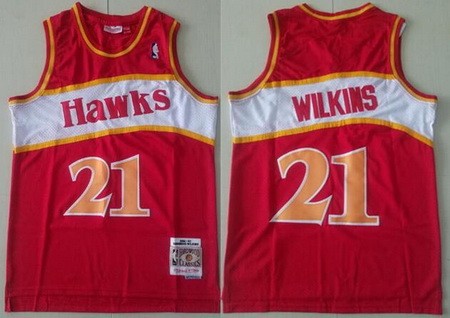 Men's Atlanta Hawks #21 Dominique Wilkins Red 1986 Throwback Swingman Jersey
