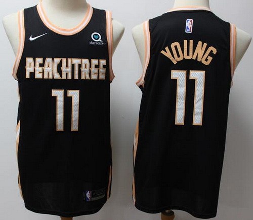 Men's Atlanta Hawks #11 Trae Young Black City Icon Sponsor Swingman Jersey
