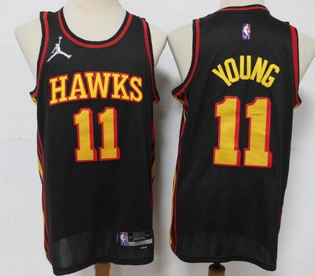 Men's Atlanta Hawks #11 Trae Young Black Statement Diamond 75th Icon Swingman Jersey