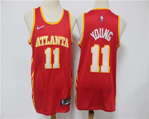 Men's Atlanta Hawks #11 Trae Young Red Diamond 75th Icon Swingman Jersey