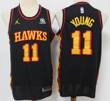 Men's Atlanta Hawks #11 Trae Young Black 2020 Icon Sponsor Swingman Jersey