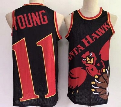 Men's Atlanta Hawks #11 Trae Young Black Laser Printing Jersey