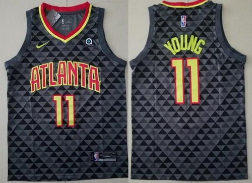 Men's Atlanta Hawks #11 Trae Young Black Icon Sponsor Swingman Jersey