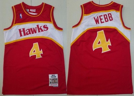 Men's Atlanta Hawks #4 Spud Webb Red 1986 Throwback Swingman Jersey
