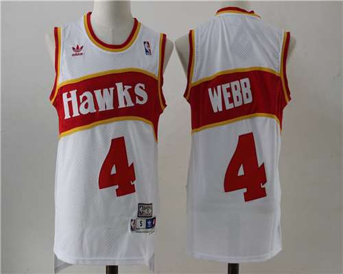 Men's Atlanta Hawks #4 Spud Webb White 1986 Throwback Swingman Jersey