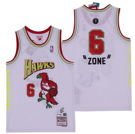 Men's Atlanta Hawks #6 Zone Future X White Hollywood Classic Swingman Jersey