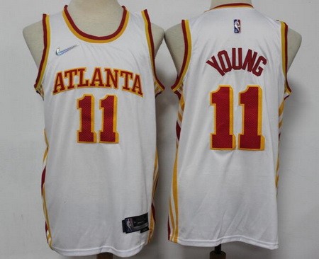 Men's Atlanta Hawks #11 Trae Young White Diamond 75th Icon Swingman Jersey