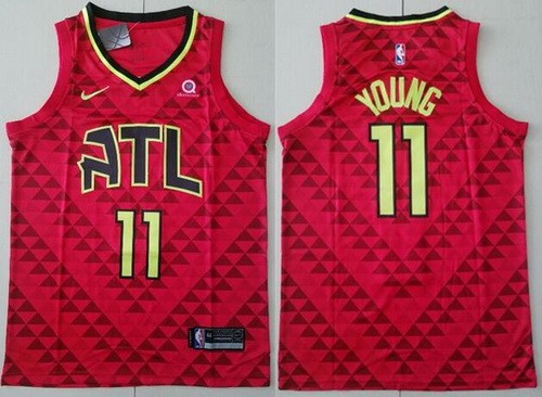 Men's Atlanta Hawks #11 Trae Young Red Icon Sponsor Swingman Jersey