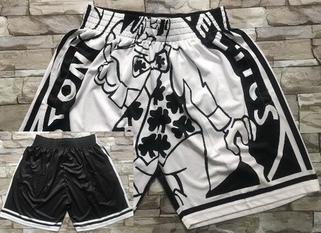 Men's Boston Celtics Black White Laser Printing Shorts