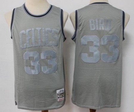 Men's Boston Celtics #33 Larry Bird Gray Throwback Swingman Jersey