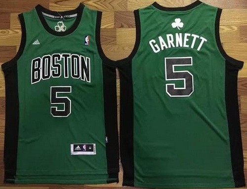 Men's Boston Celtics #5 Kevin Garnett Green Black Swingman Jersey