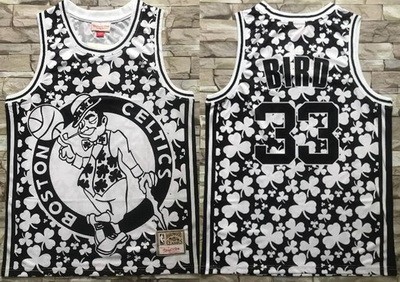 Men's Boston Celtics #33 Larry Bird Black Laser Printing Jersey