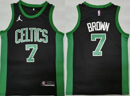 Men's Boston Celtics #7 Jaylen Brown Black Statement Icon Swingman Jersey