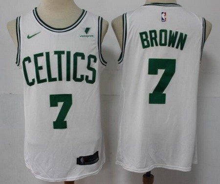 Men's Boston Celtics #7 Jaylen Brown White Icon Sponsor Swingman Jersey