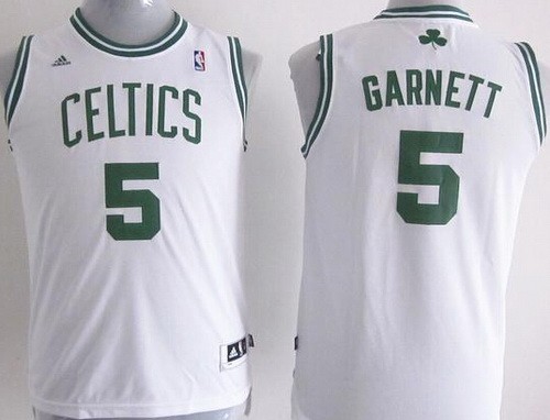 Men's Boston Celtics #5 Kevin Garnett White Swingman Jersey