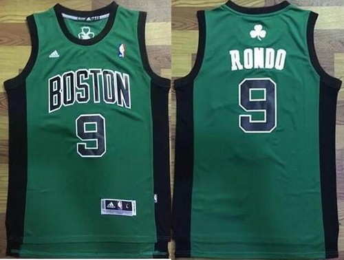 Men's Boston Celtics #9 Rajon Rondo Green Black Swingman Jersey