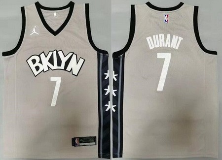 Men's Brooklyn Nets #7 Kevin Durant Gray Statement Icon Swingman Jersey