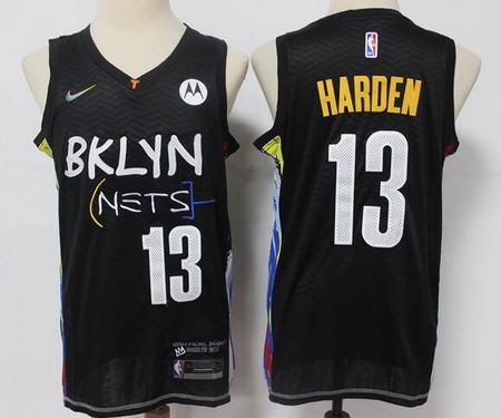 Men's Brooklyn Nets #13 James Harden Black City Icon Sponsor Swingman Jersey