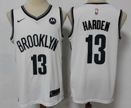 Men's Brooklyn Nets #13 James Harden White Icon Sponsor Swingman Jersey