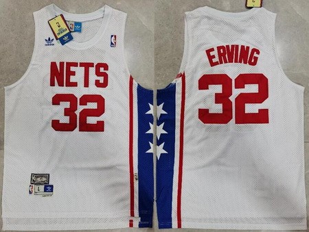 Men's Brooklyn Nets #32 Julius Erving White Throwback Swingman Jersey