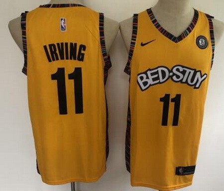 Men's Brooklyn Nets #11 Kyrie Irving Yellow 2021 City Icon Sponsor Swingman Jersey