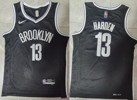 Men's Brooklyn Nets #13 James Harden Black Diamond 75th Anniversary Icon Swingman Jersey