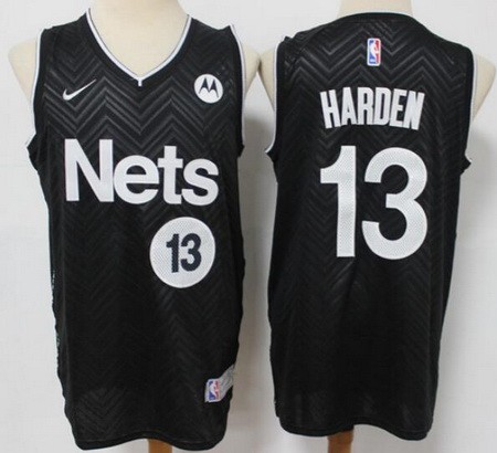 Men's Brooklyn Nets #13 James Harden Black 2021 Earned Icon Sponsor Swingman Jersey