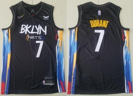 Men's Brooklyn Nets #7 Kevin Durant Black City Icon Sponsor Swingman Jersey