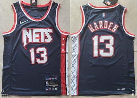 Men's Brooklyn Nets #13 James Harden Navy City Diamond 75th Icon Swingman Jersey