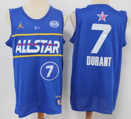 Men's Brooklyn Nets #7 Kevin Durant Blue 2021 All Star Icon Sponsor Swingman Jersey