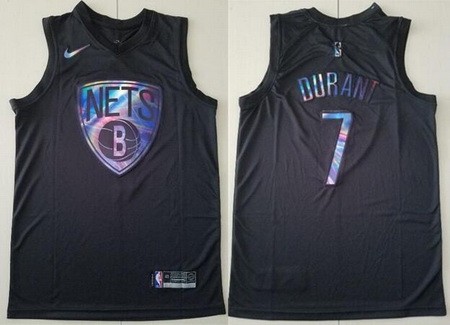 Men's Brooklyn Nets #7 Kevin Durant Black Iridescent Holographic Icon Swingman Jersey