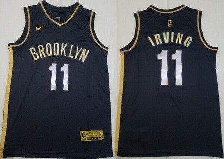 Men's Brooklyn Nets #11 Kyrie Irving Black Gold 2021 Icon Swingman Jersey