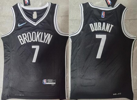Men's Brooklyn Nets #7 Kevin Durant Black Diamond 75th Anniversary Icon Swingman Jersey
