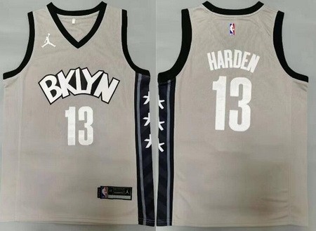 Men's Brooklyn Nets #13 James Harden Gray Statement Icon Swingman Jersey