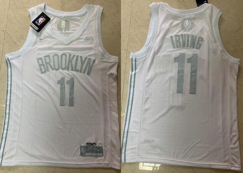 Men's Brooklyn Nets #11 Kyrie Irving White Platinum MVP Swingman Jersey