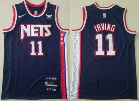 Men's Brooklyn Nets #11 Kyrie Irving Navy City Diamond 75th Icon Sponsor Swingman Jersey
