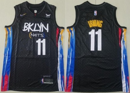 Men's Brooklyn Nets #11 Kyrie Irving Black City Icon Sponsor Swingman Jersey