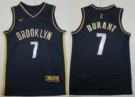 Men's Brooklyn Nets #7 Kevin Durant Black Gold 2021 Icon Swingman Jersey